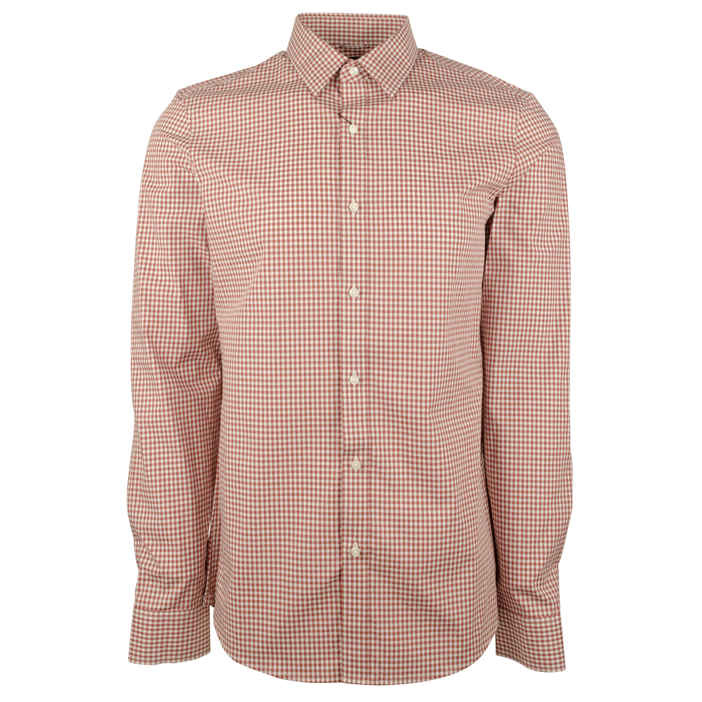 Michael Kors Men's Trim Fit Mini Check Long Sleeves Shirt-HO-Large